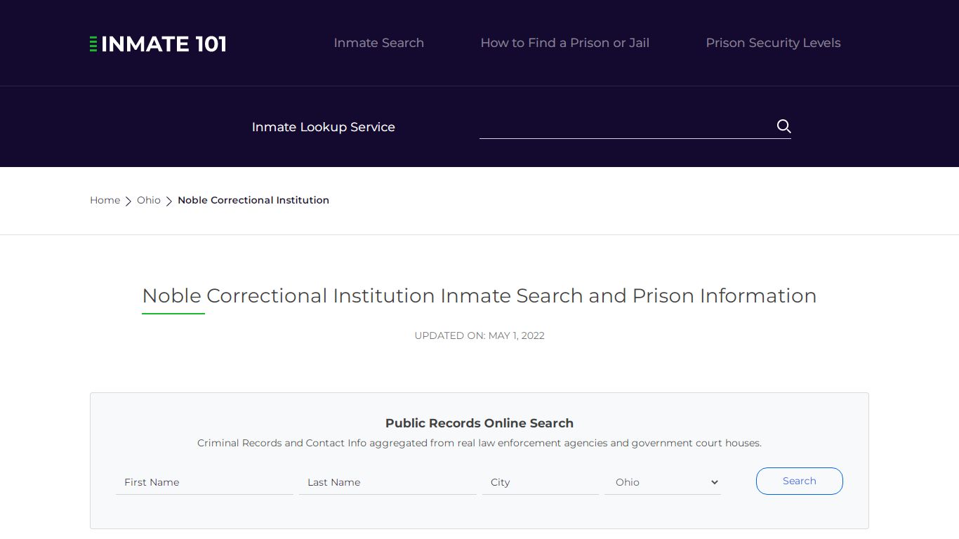 Noble Correctional Institution Inmate Search, Visitation ...