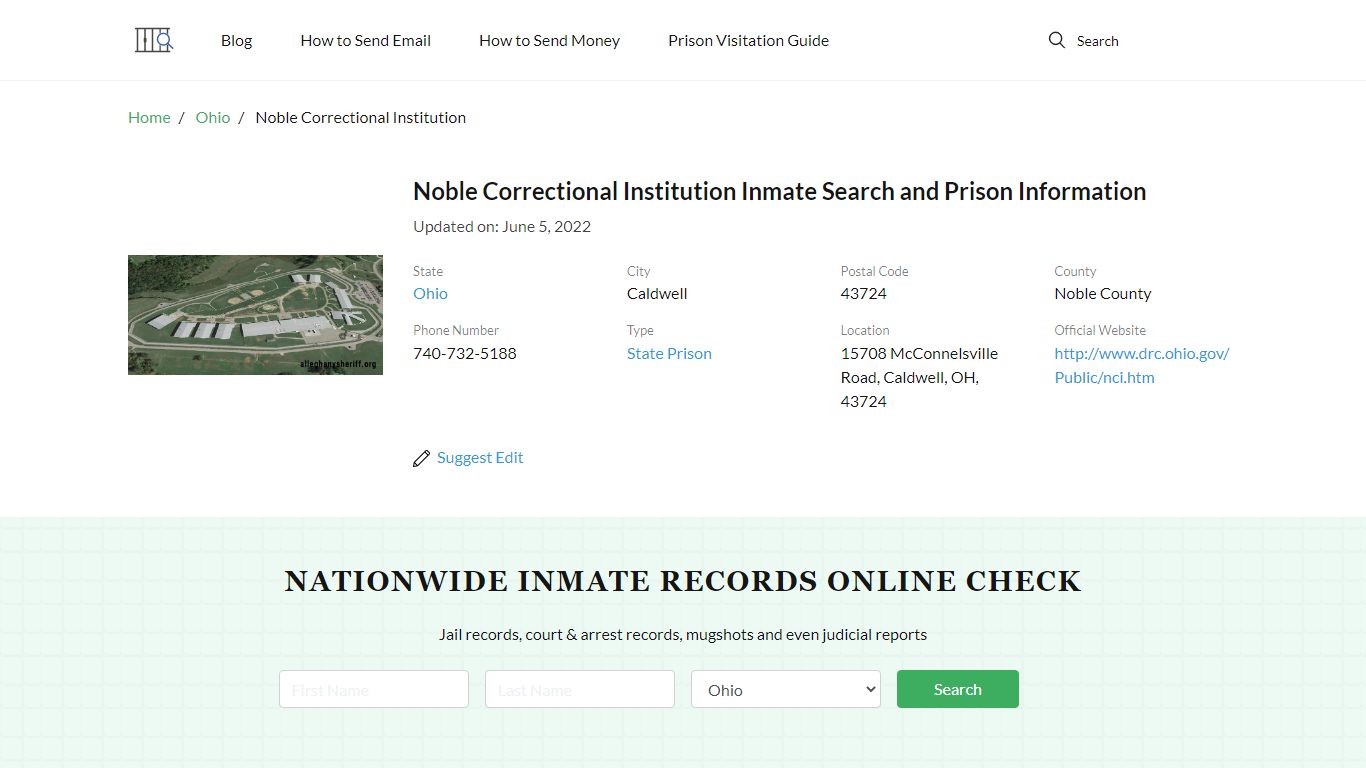 Noble Correctional Institution Inmate Search, Visitation ...